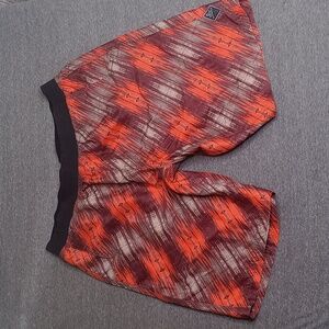 Prana Bermuda Board Shorts‎ Adult Large Orange Red Slash